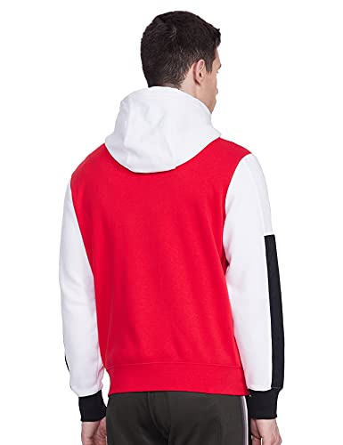 Nike Men's Polyester Hooded Neck Pullover Regular Fit Sweatshirt (CU4135-101_White/University RED Black_Small)